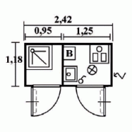 Bungalow de chantier / monobloc / sanitaire / aménagé / ossature en métal / parois en panneau sandwich / isolé / 2.42 x 1.18 m_3