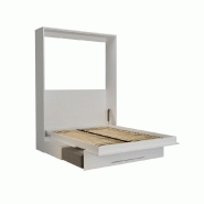 Armoire lit escamotable KOMPACT SOFA - canapé avec tiroirs, blanc mat, tissu gris, couchage 140x200 cm_3