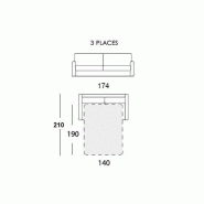 Canapé convertible express 140 cm GEMMA - Matelas 16 cm - Tissu rouge passepoil blanc - Fabrication italienne_3