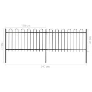 Vidaxl clôture de jardin avec dessus en cerceau acier 3,4 x 1 m noir 277657_3