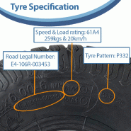15x6.00-6 Grass Lawnmower Wheels 65mm Hub, Tyre on Rim 20mm Bearings (Set of 4)_3