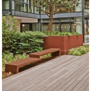 Banc public en métal - EUDALD II - très grande taille en acier corten_3