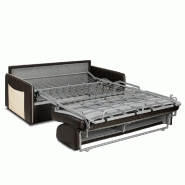 Canapé convertible express Bali - 140cm - matelas 16cm polyuréthane marron - accoudoirs vide-poches crème - fabrication italienne_3