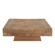 Table basse carrée SATHIM en teck recyclé massif - Design écologique et caractère unique_3