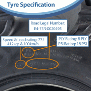 30x10.00-14 (255/80-14) ATV Tyre 8-ply WU16 OBOR Mudfalo 77J E-Marked Road Legal_3