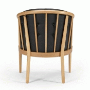 Fauteuil design scandinave ANNA - accoudoirs bois - cuir noir - structure en chêne verni_3
