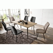 Lot de 2 chaises design NIME - tissu Toronto anthracite et pieds en métal laqué - style rétro et confort optimal_3