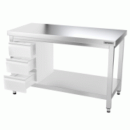 Tables Inox centrales Premium avec Etagère - P 600 mm | Ggm - 1400_3