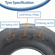 11x4.00-5 Smooth Lawnmower Slick Tyre 4ply Tubeless Wanda P607 150kgs (Set of 2)_3