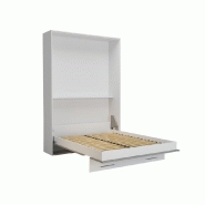 Lit escamotable LOFT blanc - façade gris béton - couchage 140x200 cm avec système vérins à pistons_3