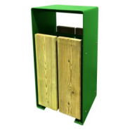 Corbeille publique Taulo 60 L - Lames en pin traité autoclave - Structure en acier peint - Vidage par basculement_3