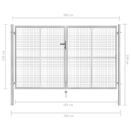 Vidaxl porte de jardin acier galvanisé 306x200 cm argenté 144764_3