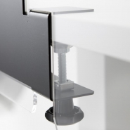 Grand écran de bureau ou de table en plexiglass avec pinces en acier noir_3
