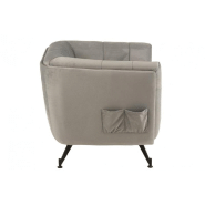 Fauteuil lounge Marianah gris clair - style contemporain - structure bois et assise velours capitonnée_3