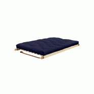 Banquette futon Jump en pin massif - Coloris bleu marine - Couchage 130 x 190 cm - Design scandinave avec lanières en cuir_3