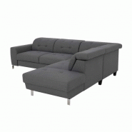 Canapé d'angle réversible convertible VITO gris foncé - design épuré avec coffre de rangement et têtières réglables_3