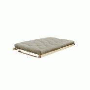 Banquette futon JUMP en pin massif - tissu lin - couchage 130 x 202 cm - design scandinave et lanières en cuir_3