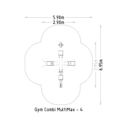 Equipement de fitness extérieur - Denfit Gym Combi MultiMax 4 - Hags - Temps de montage 8h - Dimensions 3860x2366x2289mm - Zone de sécurité 1,5m²_3
