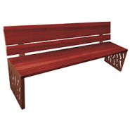 Banc public avec assise et dossier en bois exotique - ALBIZIA - finition lasurée chêne clair_3