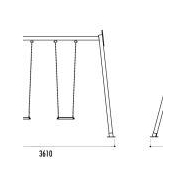 Portique 2 Places en Bois avec Sièges en Caoutchouc et Chaines en Acier Inoxydables_3