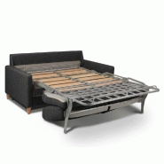Canapé convertible OGGETTO - Matelas 16 cm - Système express - Sommier à lattes 120 cm - Velours noir - RENATONISI_3