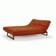 Canapé clic-clac convertible Innovation Living Fraction - 140x200 cm - Capitonné tissu Elegance Paprika_3