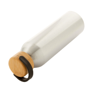 Bouteille en aluminium 600 ml - couvercle en bambou - couleur argenté_3
