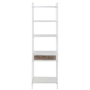 Étagère AKIBE - 1 tiroir, 4 tablettes en métal blanc - Design classique et pratique_3