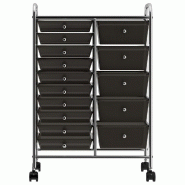 Vidaxl chariot de rangement mobile à 15 tiroirs xxl noir plastique 320407_3