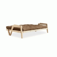 Canapé convertible futon en pin naturel - Coloris mocca - Couchage 130x190 cm - Modèle GRAB_3