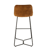 Chaise de bar Ratri - Velours ocre, piètement métal noir - Gamme avec tabourets assortis_3