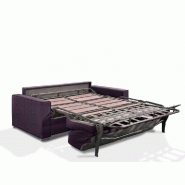 Canapé convertible 3 places Excellence - 140 cm - Sommier à lattes breveté RENATONISI - Matelas Memory 18 cm inclus - Tweed violet_3