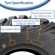 25x8.00-12 ATV 205/80R12 Tyres 8ply WL03 OBOR Antelope 68N Road Legal (Set of 3)_3