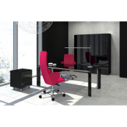 Bureau de direction 4 pieds avec passage de câble - FILL EVO - Plateau en bois ou verre, L 200 ou L 218 cm - Fabricant LAS_3