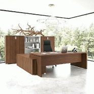 Bureau monochrome TAK avec rangement intégré - Mobel Linea - 245, Acacia foncé, Droite_0