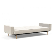 Canapé convertible Splitback Styletto avec accoudoirs - Pieds fuseau en chêne naturel - Tissu bouclé Off White_3
