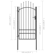 Vidaxl portail de jardin acier 1x2,5 m noir 146321_3