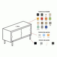 Meuble de service avec portes coulissantes - alu, blanc pastel, blanc_3