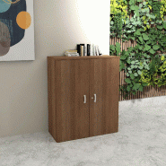 Armoire de bureau monocolore hauteur 121 cm - Mobel linea - 80, Acacia foncé_3