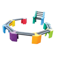 Bancs enfants en forme de cercle - Plastique recyclé, couleurs vives - Modèles 12 et 18 places_3