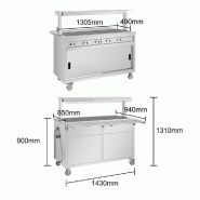 Buffet central mobile avec plaque chauffante 4 x GN 1/1 - Buffalo - JB187_3