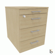 Caisson mobile 3 tiroirs  + 1 plumier  - QUADRIFOGLIO - Chêne_3