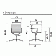 Fauteuil de réunion Evole en résille - Mobel Linea - Blanc_3