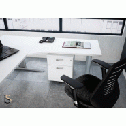 Bureau convivial Tono avec retour et ½ lune - Mobel Linea - Blanc, Gauche_3
