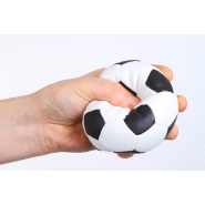 Balle antistress - forme ballon de football - mousse PU - 18g - couleur blanche_3