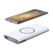 Power bank en plastique - 6000 mAh - Chargeur sans fil intégré - Ports USB et USB-C - Couleur blanche_3