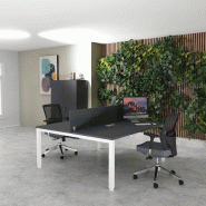 Bureau 2 personnes Tempo avec passe-câbles  - Mobel Linea - 120, Blanc, Anthracite_3