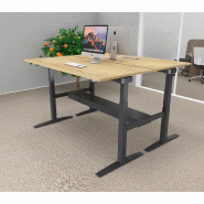 Bureau bench réglable en hauteur UP - Mobel Linea - Oui, 180, Anthracite, Chêne veiné_0