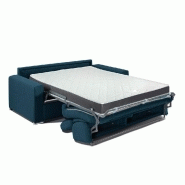 Canapé convertible express Darwin - Têtières réglables - Couchage 140x197 cm - Matelas 16 cm - Tissu tweed bleu pétrole_3