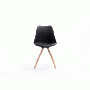 Lot de 2 chaises SANDO - Polypropylène noir avec coussin en polyuréthane et pieds en bois - Design chic et moderne_3